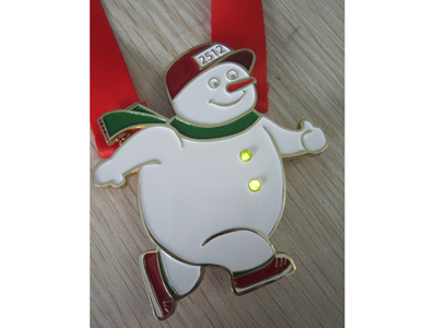 LED Snowman Running Medal